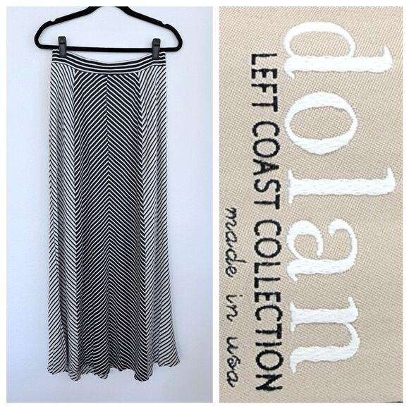 Anthropologie Dolan Left Coast Chevron Stripe A-Line Maxi Skirt in Black & White - Picture 1 of 9